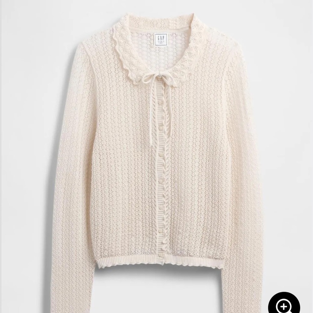 Gap x Doen Pointelle Long Sleeve Cardigan Top Cream